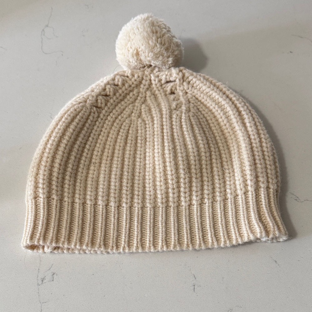rag & bone cream beanie with poof